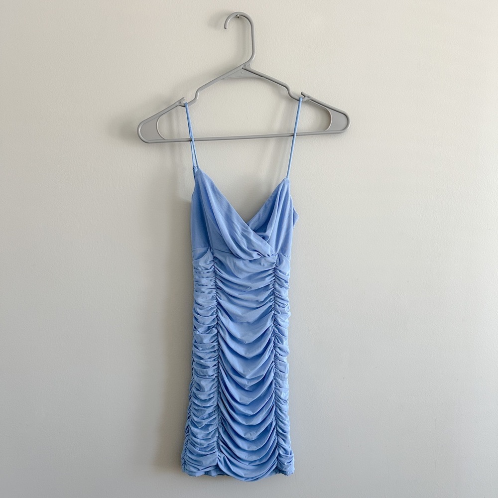 Lucy In The Sky Mesh Bodycon Dress in Blue